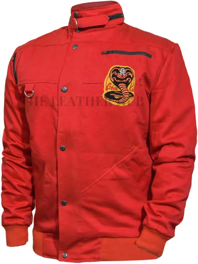 Johnny Lawrence Karate Kid Red Cobra Mens Kobra Kai Series Cotton Jacket-Johnny Lawrence Karate Kid Jacket