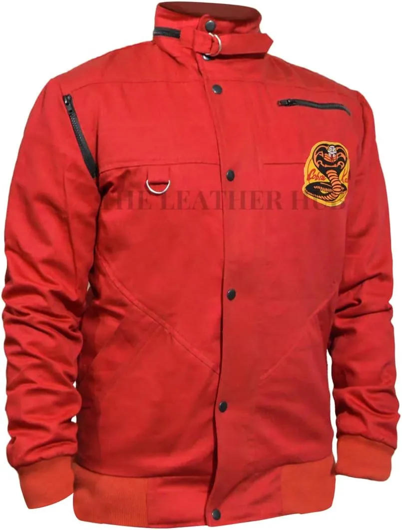 Johnny Lawrence Karate Kid Red Cobra Mens Kobra Kai Series Cotton Jacket-Johnny Lawrence Karate Kid Jacket