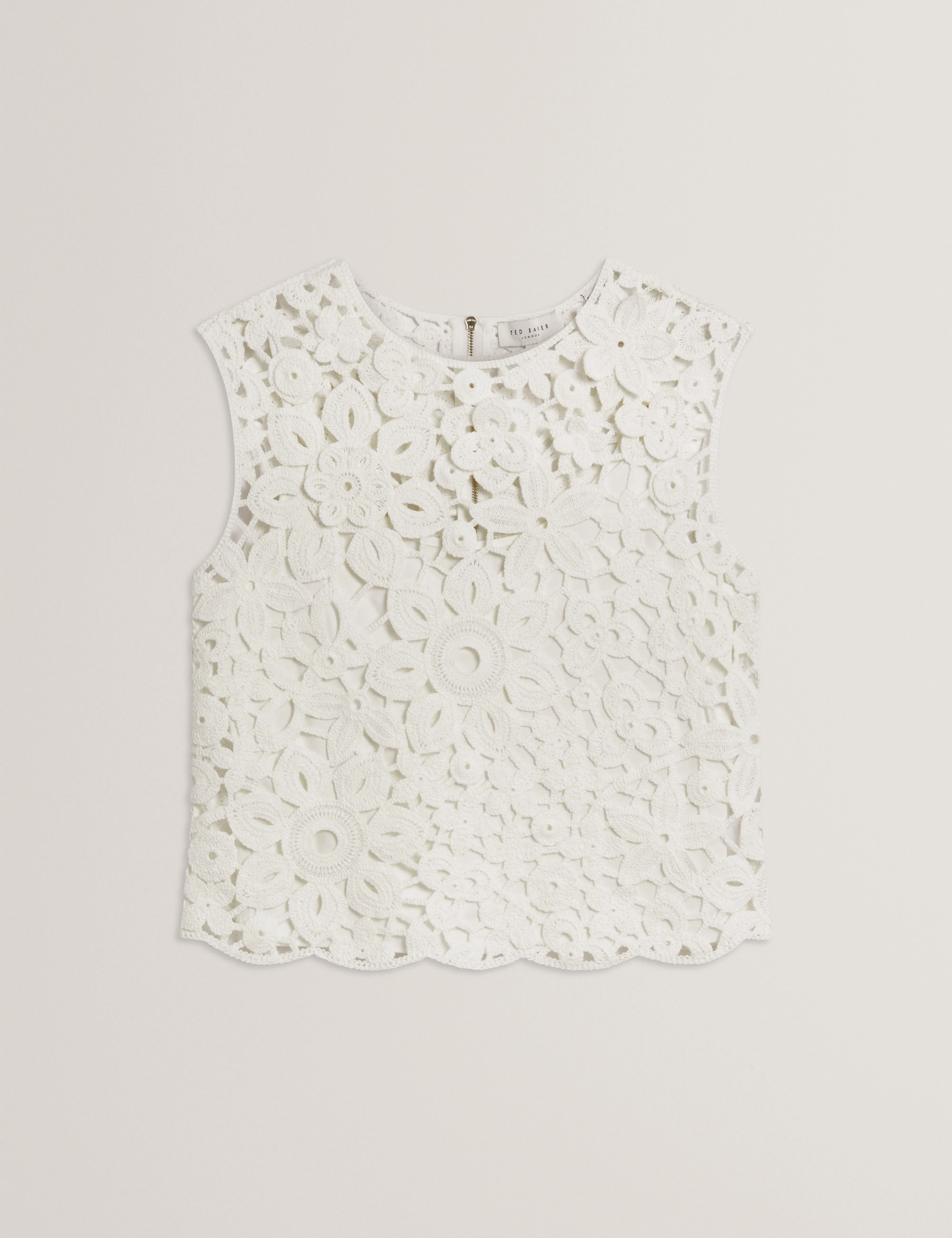 Joyyra Crochet Knit Top White