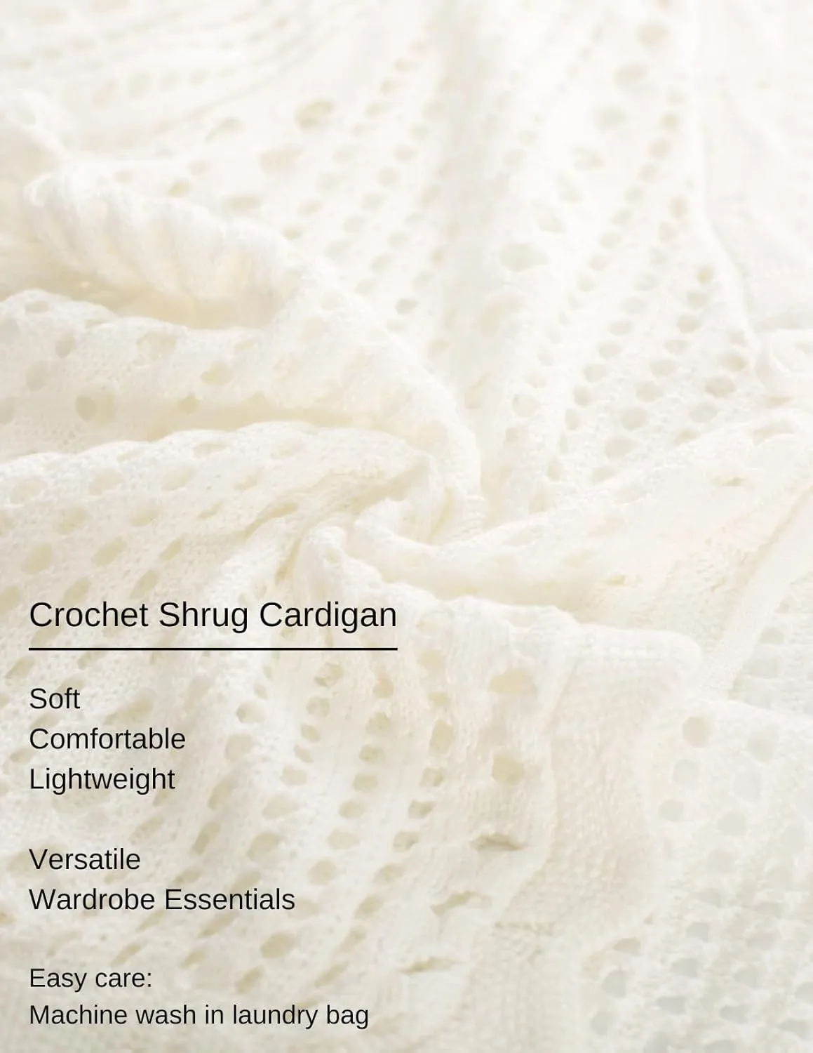 Kate Kasin Women Crochet Shrug Sweater Tie Front Knit Bolero Shrug for Dress Short Sleeve Cropped Cardigan