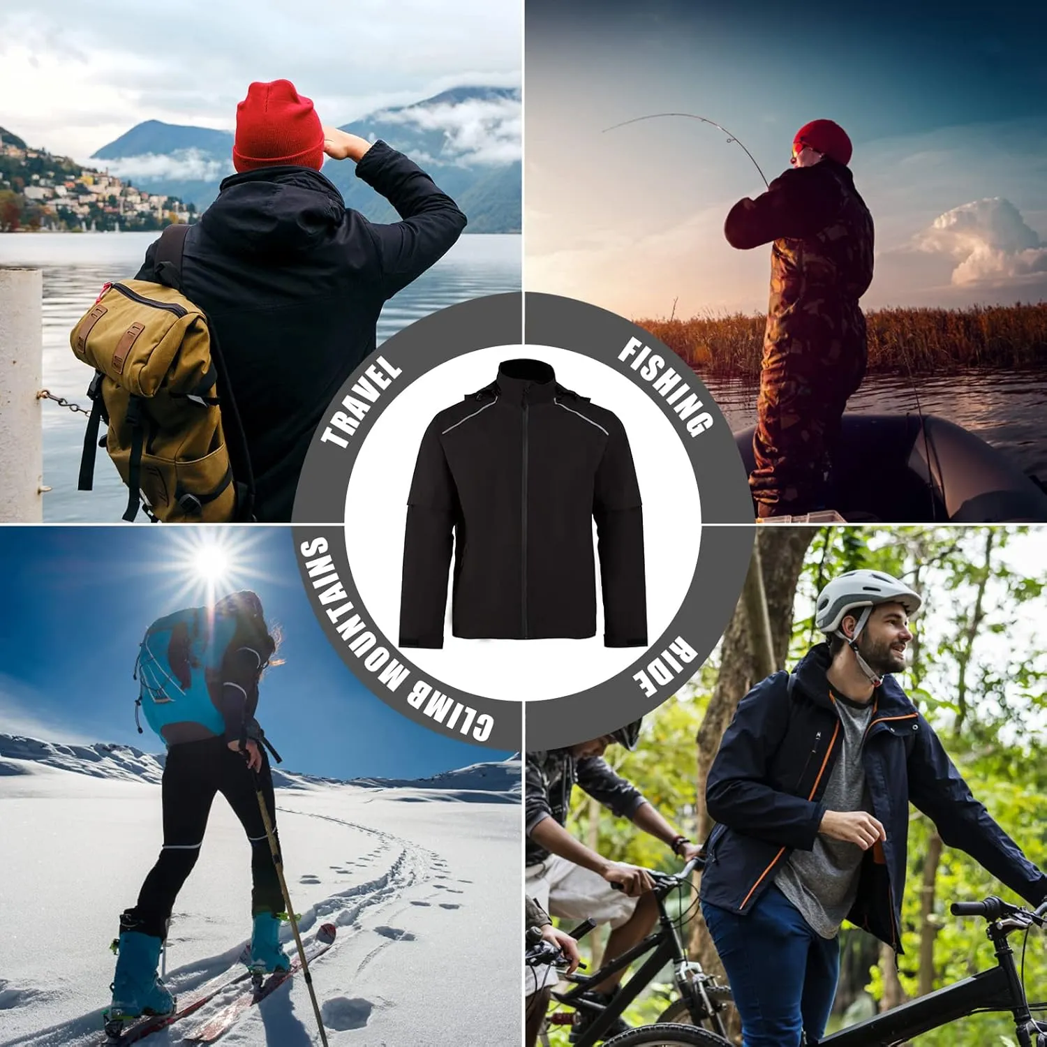K.E.J. Golf Rain Jacket for Men Waterproof Raincoat Lightweight Jacket Golf Suit for Hiking Cycling Running Camping Traveling