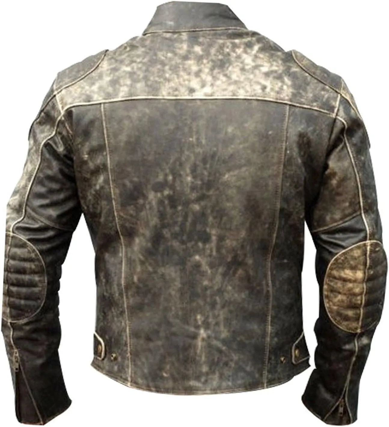Lambskin Leather Jacket for Men - Vintage Distressed Brown Biker Coat