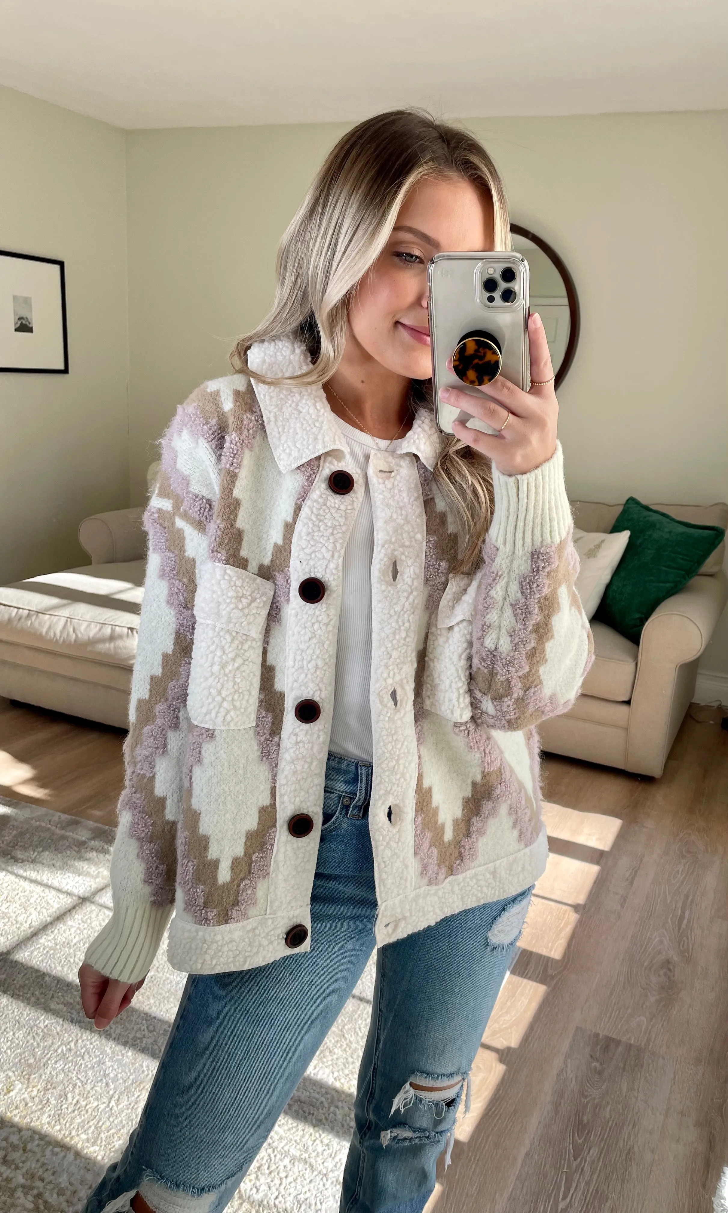 Latte Mauve Fur Lined Shacket