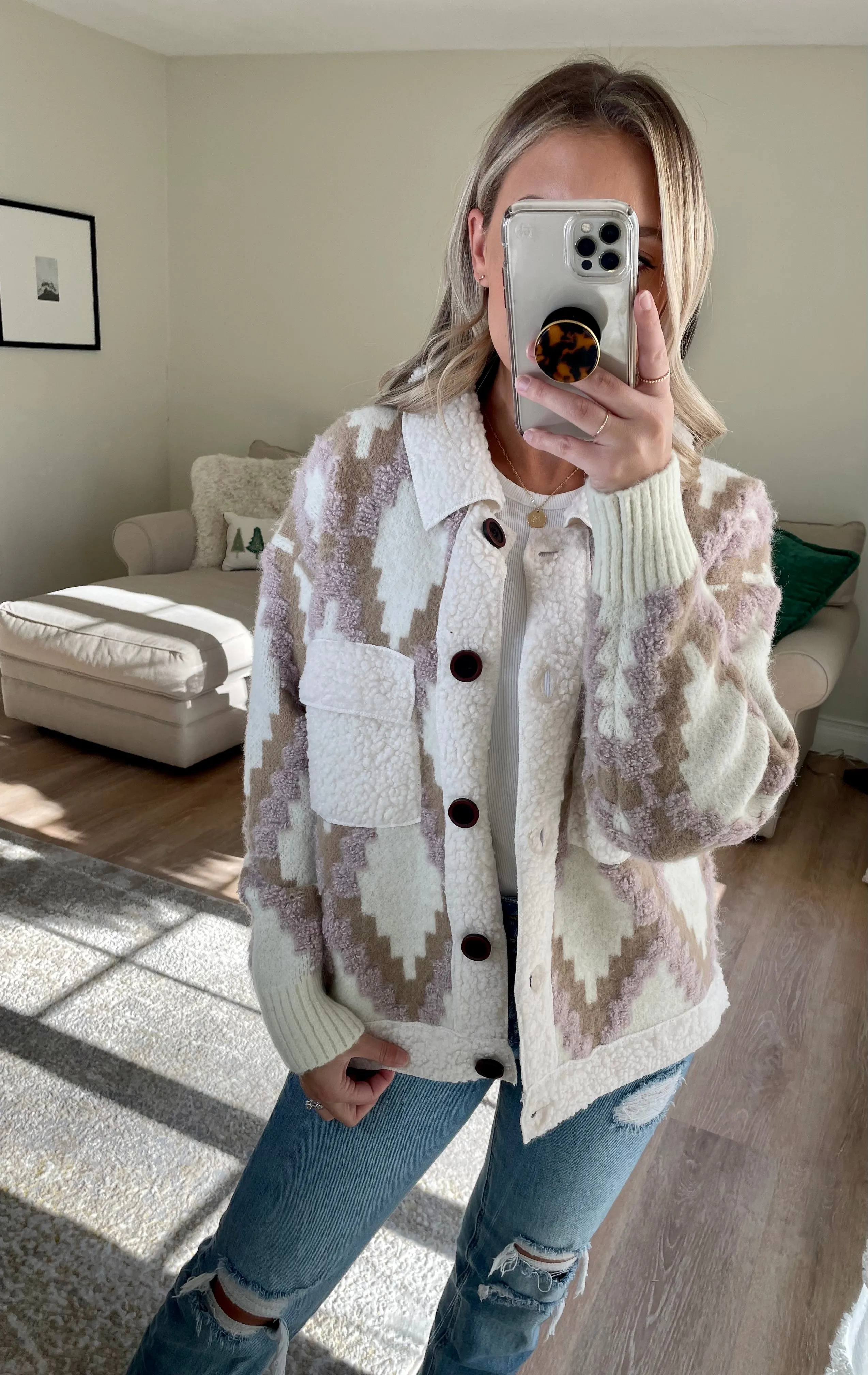 Latte Mauve Fur Lined Shacket