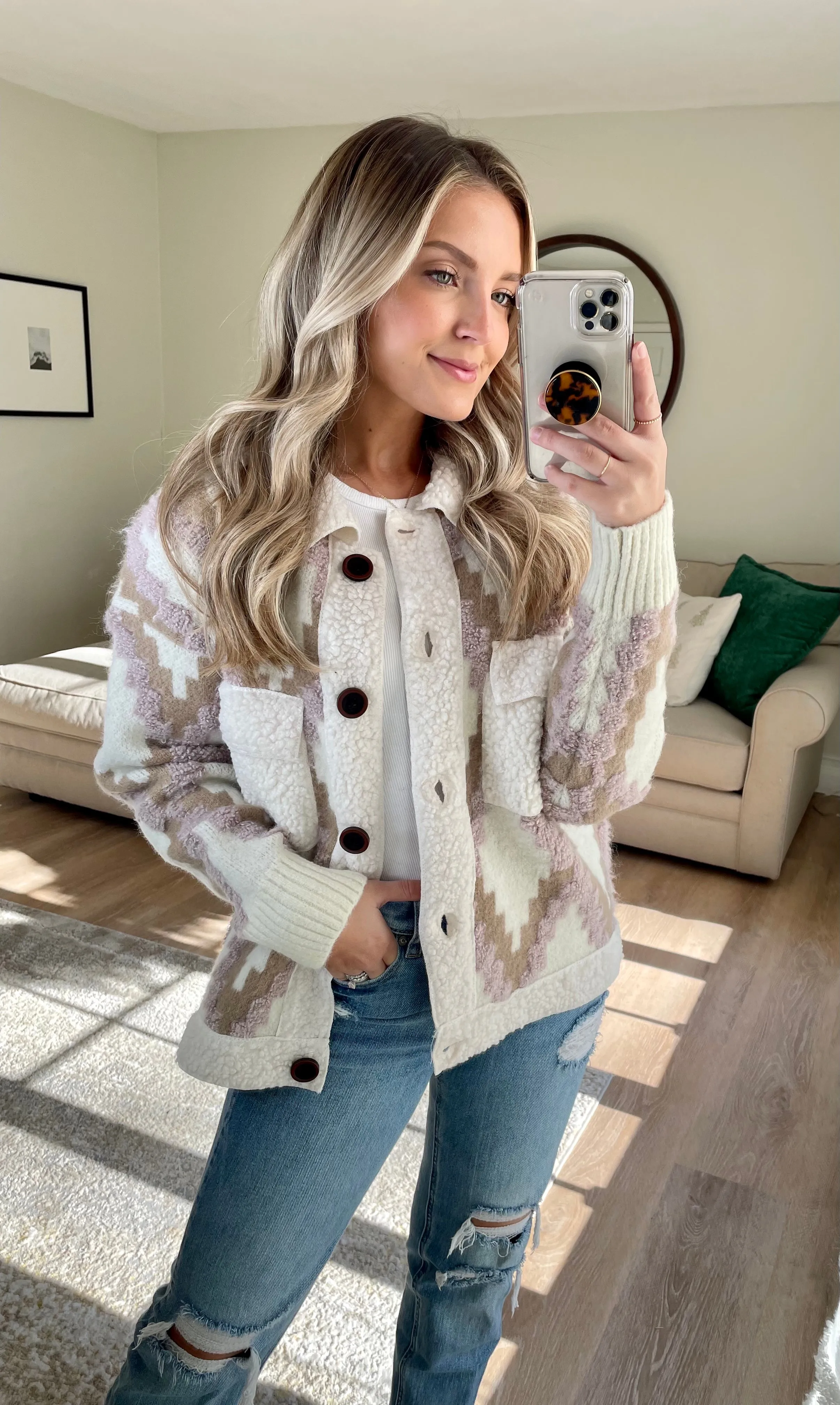 Latte Mauve Fur Lined Shacket