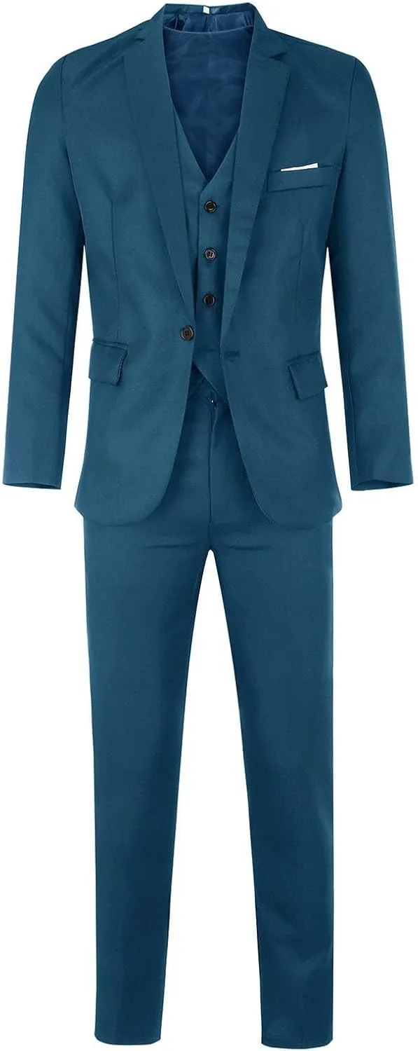 LCMTWX Men'S Suits 2024 3 Suit Business Wedding Party Jacket Vest & Pants Coat Blue Suit For Men Suit Separates For Men