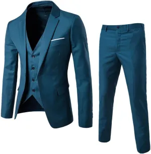 LCMTWX Men'S Suits 2024 3 Suit Business Wedding Party Jacket Vest & Pants Coat Blue Suit For Men Suit Separates For Men