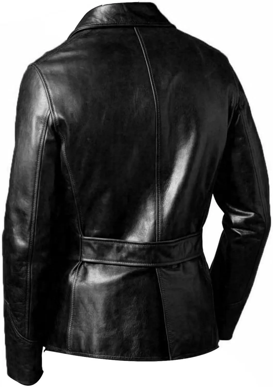 Leather Jacket Men | Vintage Four Pocket Genuine Leather Jacket | Shirt Collar Five Buttons Mens Leather Jacket