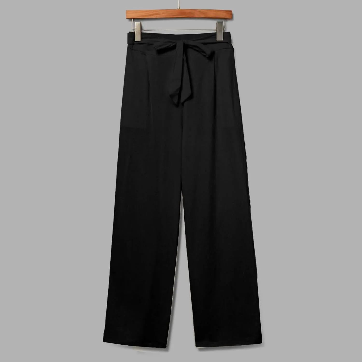 Linen Pants Women Summer Straight Leg High Waisted Work Pants with Pockets Plus Size Elastic Waist Pants Trousers
