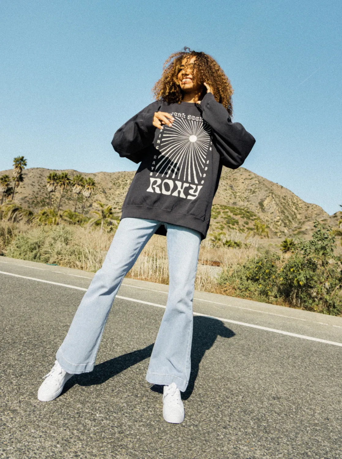 Lineup Oversized Crew Neck Sweatshirt - Anthracite