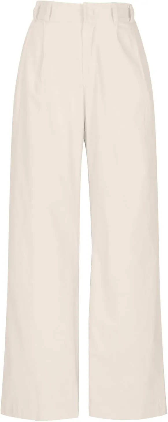 Lmdudan Wide Leg Capri Pants for Women High Waist Cotton Linen Flowy Pleated Capris Cropped Pant Casual Trousers with Pockets
