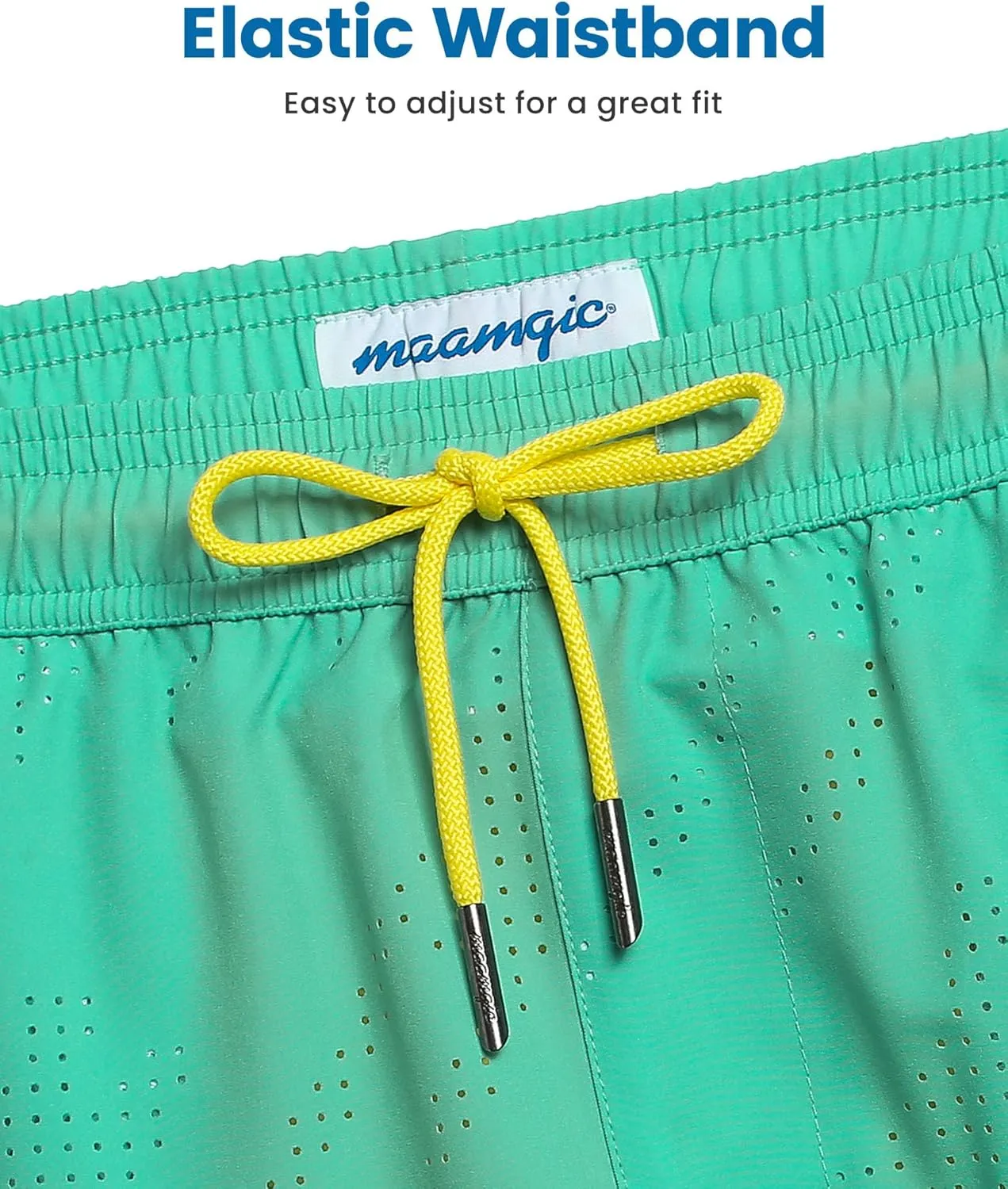 maamgic Mens Swim Trunks with Compression Liner 5 Inch Inseam Quick Dry Board Shorts with Zipper Pockets Swimming Shorts