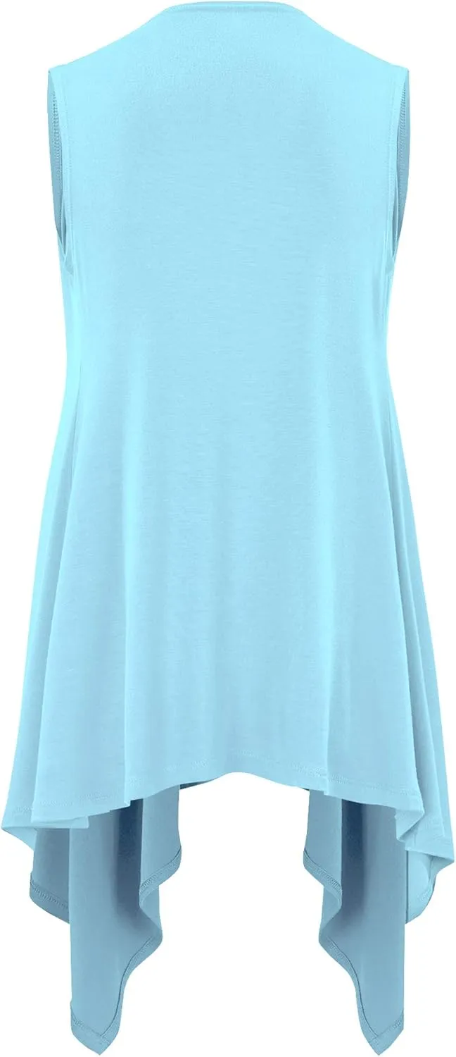 Made By Johnny Women's Lightweight Sleeveless Draped Open Cardigan