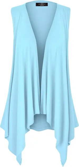 Made By Johnny Women's Lightweight Sleeveless Draped Open Cardigan