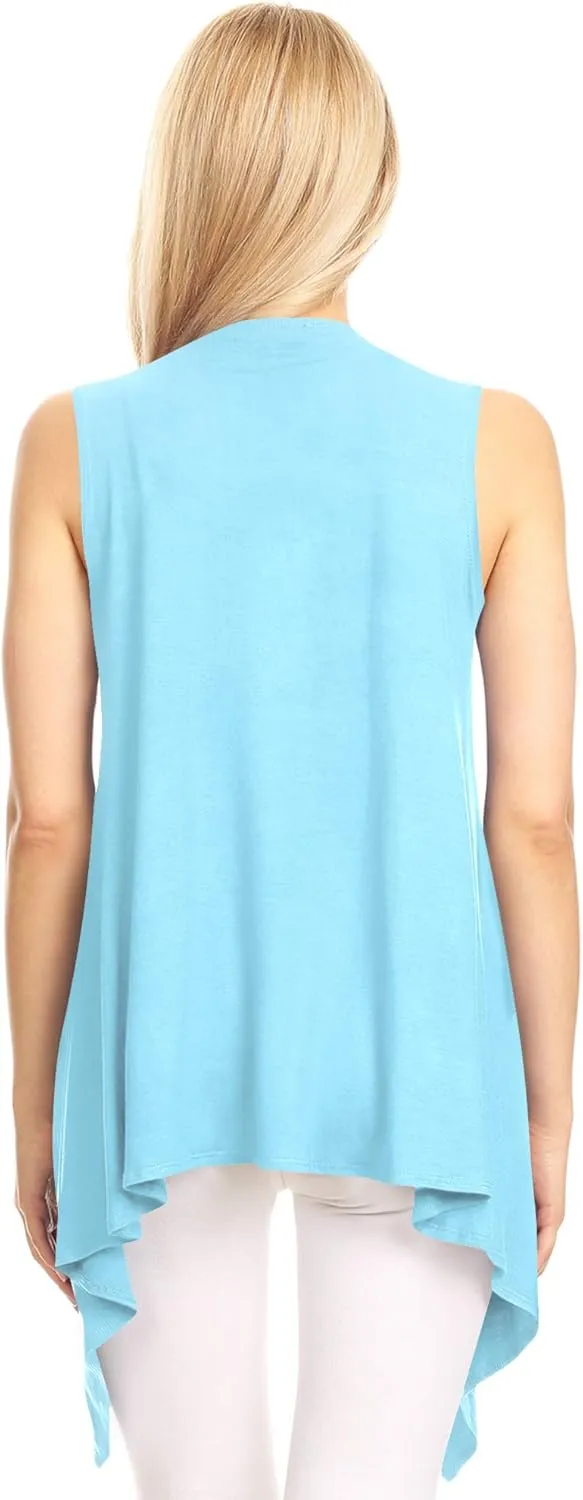Made By Johnny Women's Lightweight Sleeveless Draped Open Cardigan