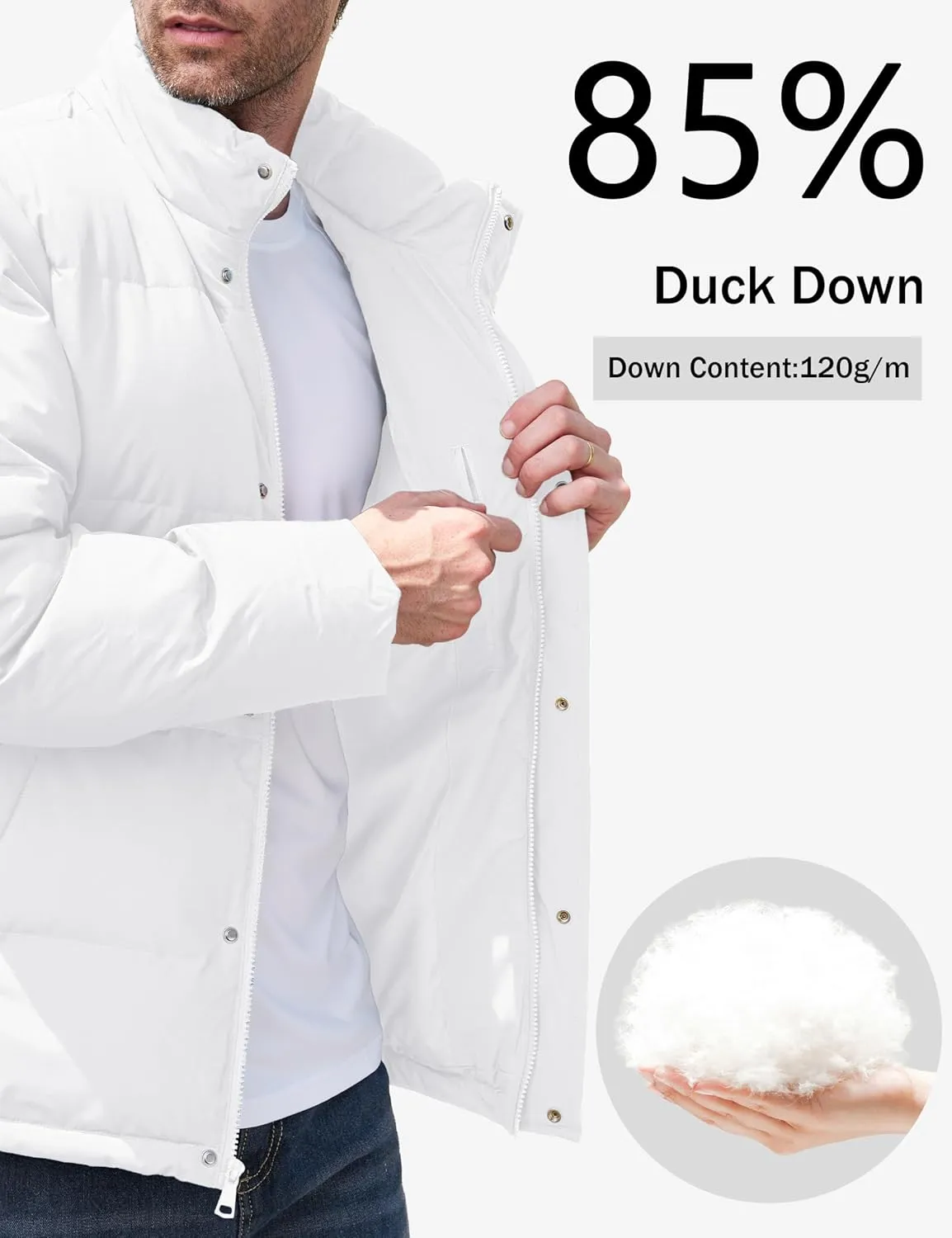 MAGCOMSEN Men's Down Jacket Warm Puffer Jacket Winter Coats Water Resistant Windproof Insulated Jacket