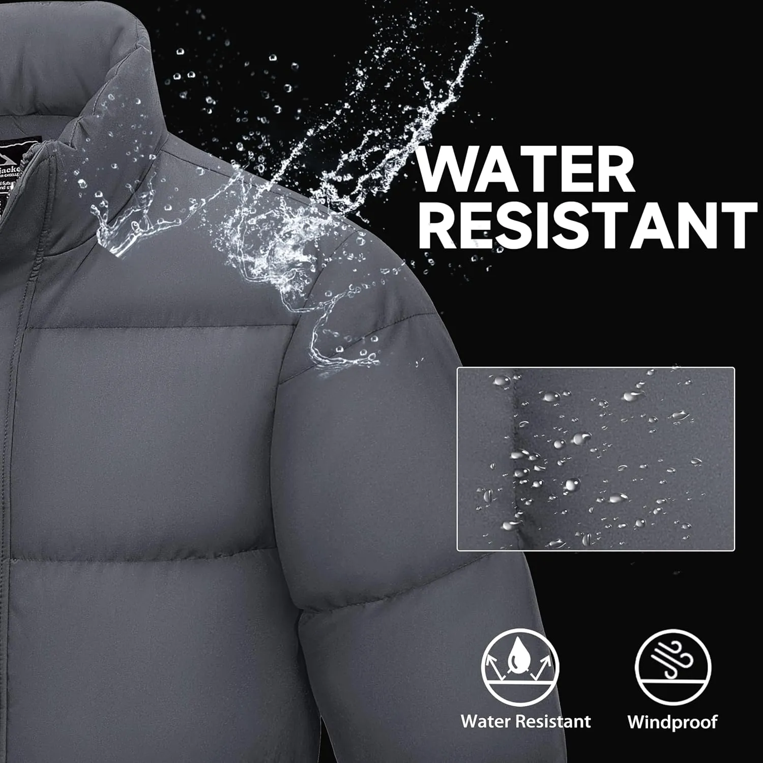 MAGCOMSEN Men's Down Jacket Warm Puffer Jacket Winter Coats Water Resistant Windproof Insulated Jacket