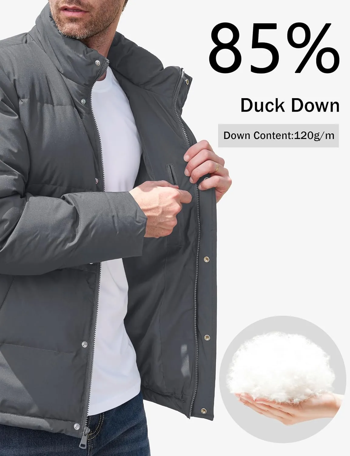 MAGCOMSEN Men's Down Jacket Warm Puffer Jacket Winter Coats Water Resistant Windproof Insulated Jacket
