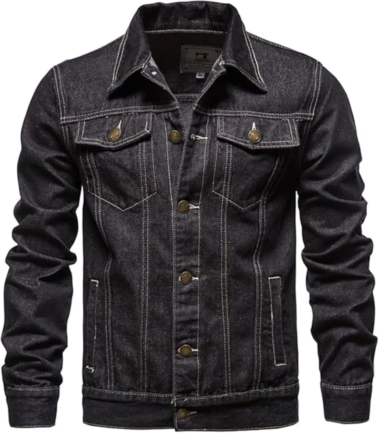 Maiyifu-GJ Mens Distressed Denim Jacket Casual Slim Fit Jean Jacket Button Front Washed Jean Trucker Jacket