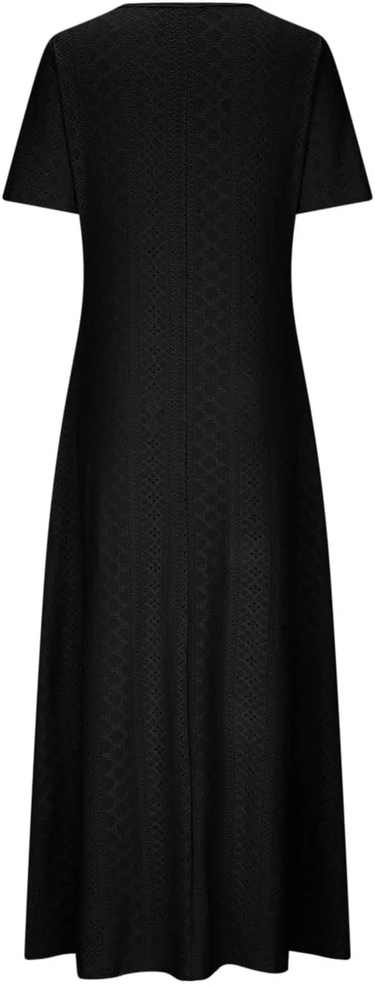 Maxi Long Dresses for Women 2025 Trendy Sleeveless Eyelet Cami Dress Casual Summer Beach Swing Vacation Sundress