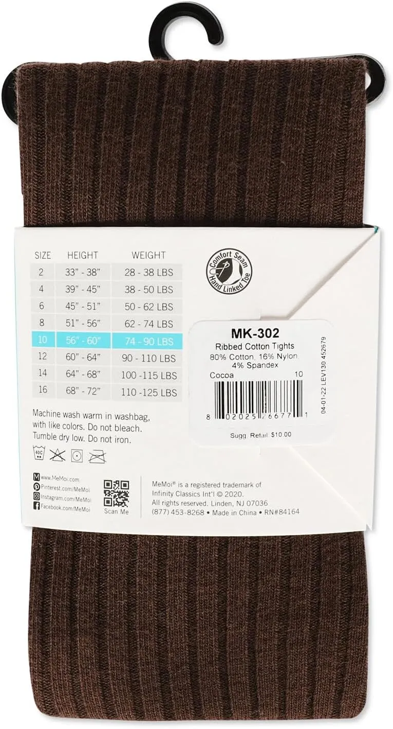 MeMoi Ribbed Cotton Girls Sweater Tights | Kids Tights