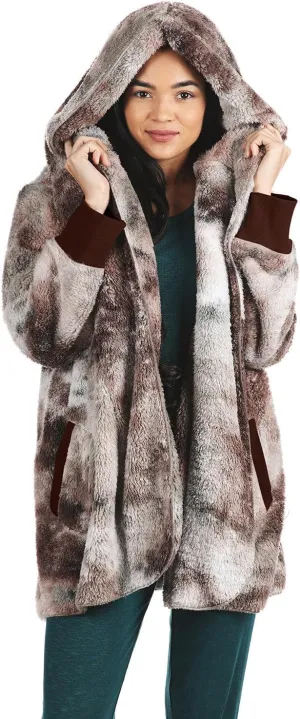 MeMoi Women's Tie Dye Plush Hooded Cardigan Sweater