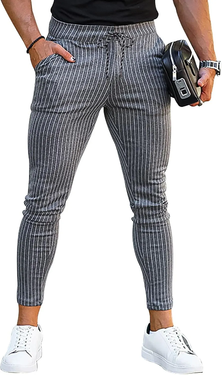 Men Cargo Jogger Lightweight Tapered Hiking Pants Sport Running Sweatpants for Training Elastic Waist Drawstring Jeans