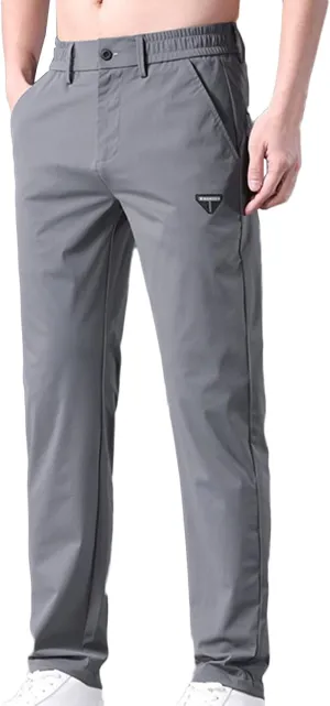 Men Chino Pants Slim Fit Straight Leg Trousers Casual Formal Pants Business Office Work Pant Elasticated Waist Workwear