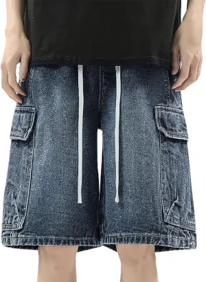 Mens Baggy Jean Shorts Loose Fit Below Knee Denim Shorts Summer Casual Aesthetic Pants Trendy Outfits