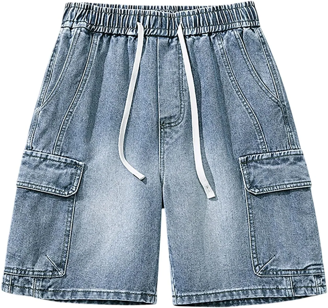 Mens Baggy Jean Shorts Loose Fit Below Knee Denim Shorts Summer Casual Y2K Streetwear Clothes