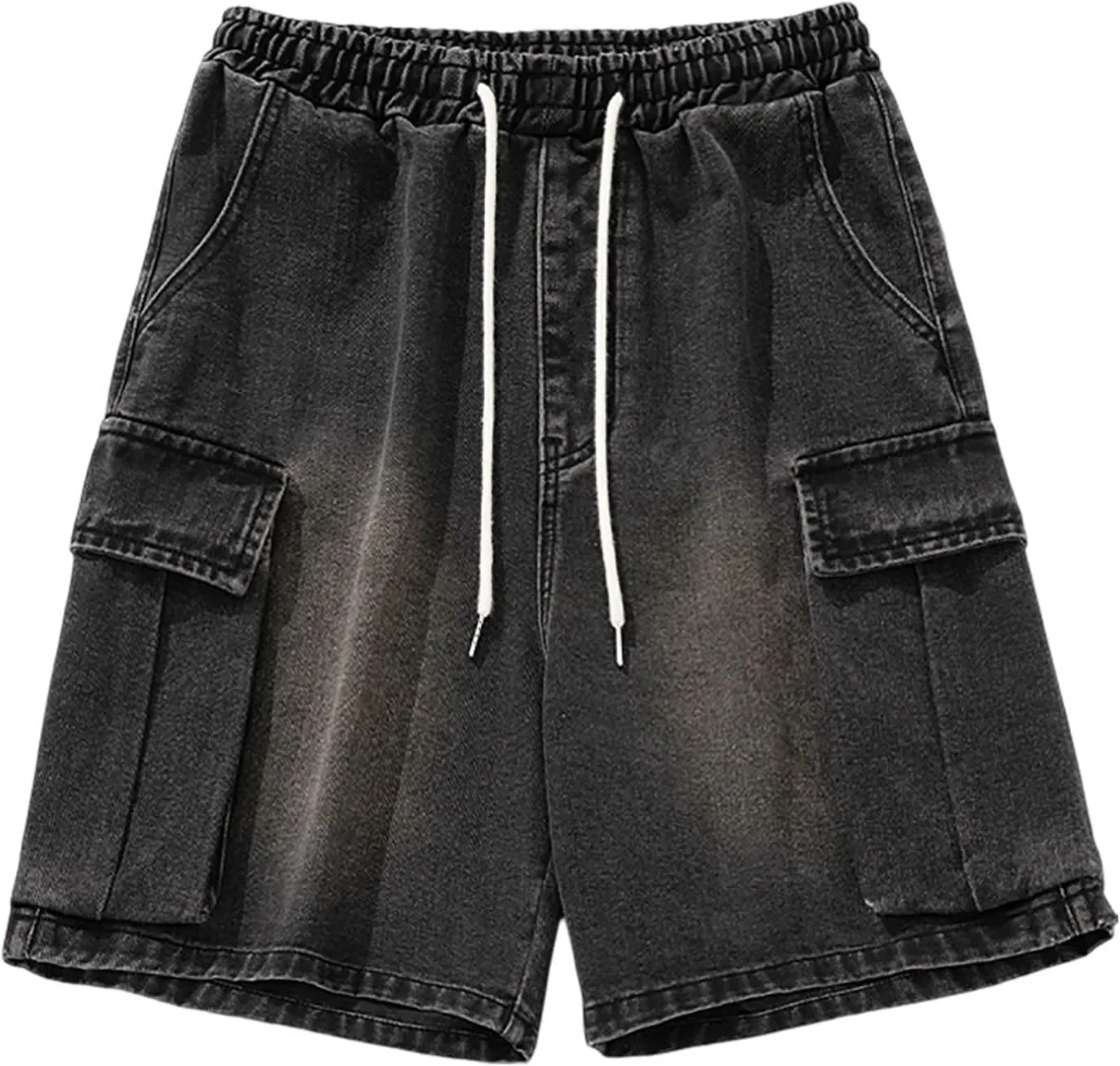 Men's Baggy Jean Shorts Loose Fit Mid Denim Shorts Wide Leg Aesthetic Pants Streetwear