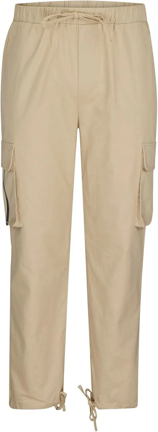 Men's Cargo Pants Big and Tall Baggy Drawstring Elastic Waist Sweatpants Lightweight Casual Tactical Atheltic Hiking Pants