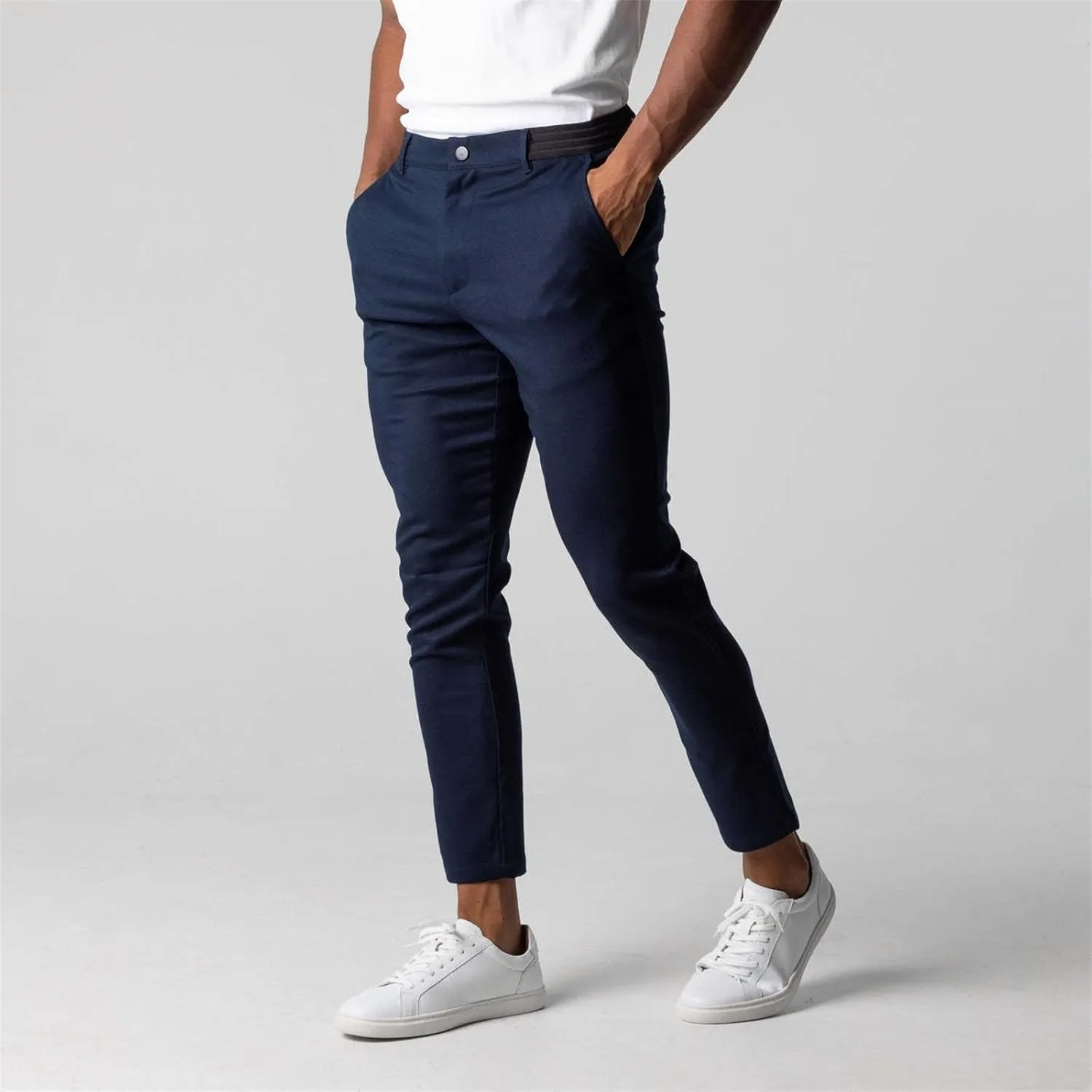 Mens Casual Chino Pants,Slim Fit Zipper Button Expandable Waist Stretch Dress Suit Pants Work Classic Suit Trousers
