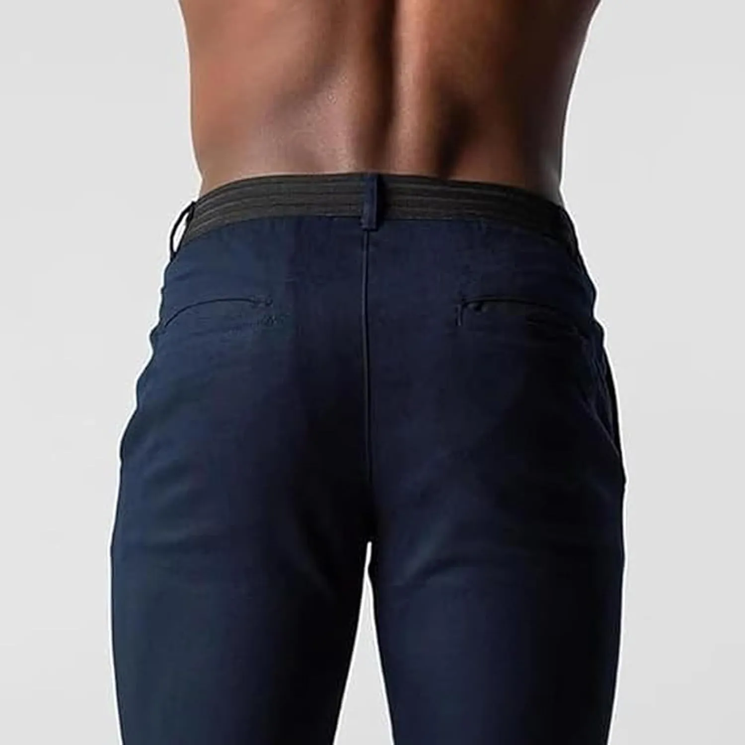 Mens Casual Pant Slim-Fit Wrinkle-Resistant Flat-Front Stretch Chino Pant Stretch Waist Tapered Trousers for Business