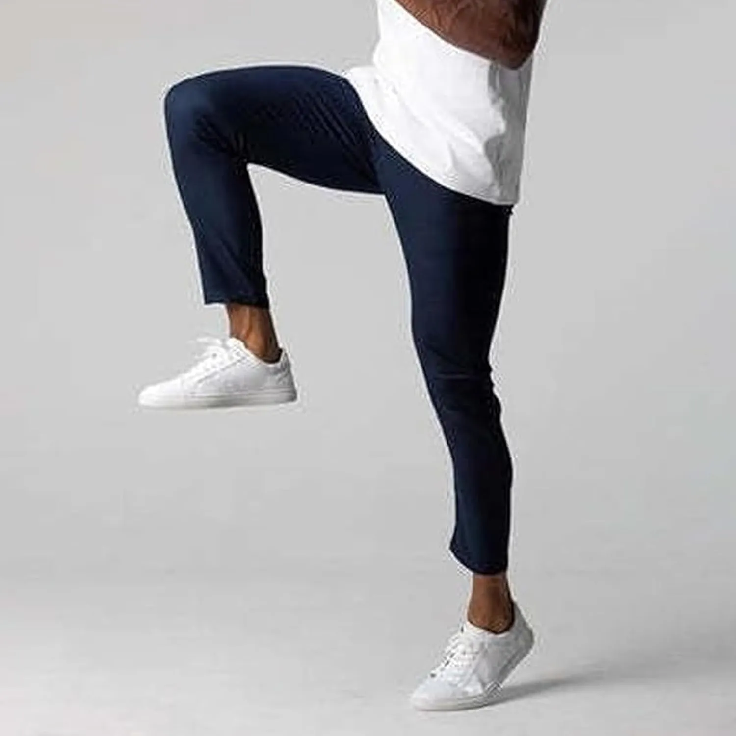 Mens Casual Pant Slim-Fit Wrinkle-Resistant Flat-Front Stretch Chino Pant Stretch Waist Tapered Trousers for Business