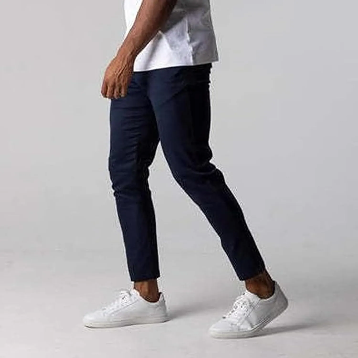 Mens Casual Pant Slim-Fit Wrinkle-Resistant Flat-Front Stretch Chino Pant Stretch Waist Tapered Trousers for Business