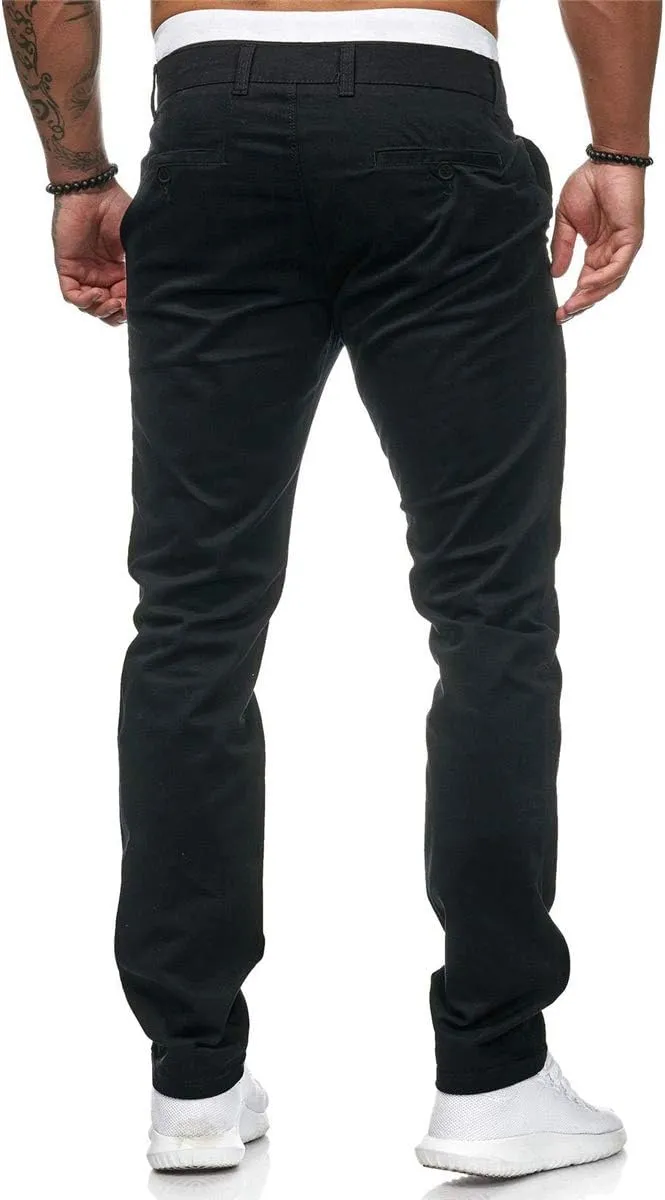 Men's Chinos Pants Slim Fit Stretchy Dress Pants Flat-Front Tapered Legs Slacks for Casual to Semi-Formal Occasions