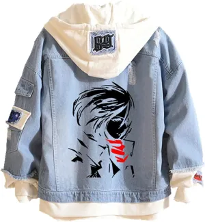 Men's cowboy jacket casual ripped hooded jacket trucker denim jacket cosplay coat
