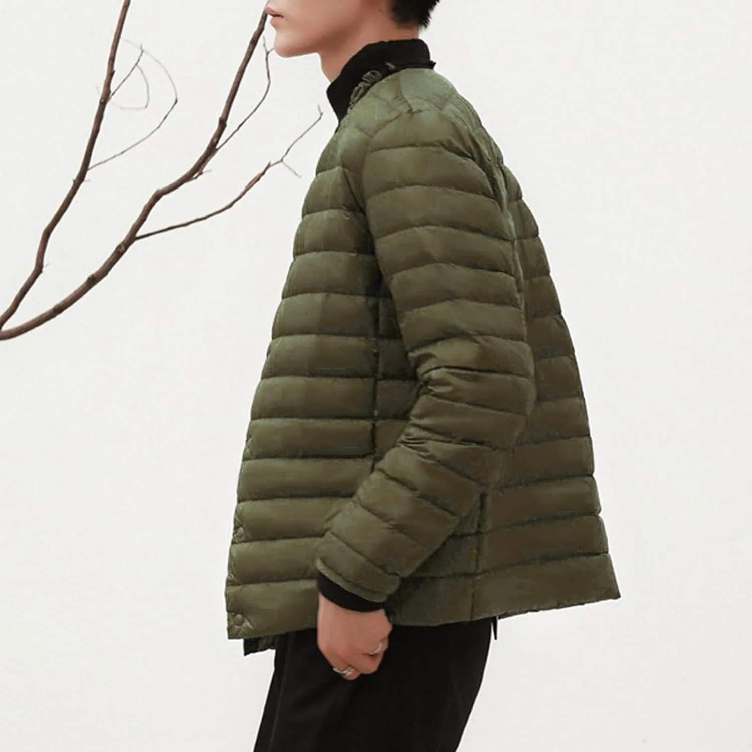 Men's Down Jacket Male Lightweight Puffer Winter Collarless Jacket Man Warm Inner Down Jacket Liner
