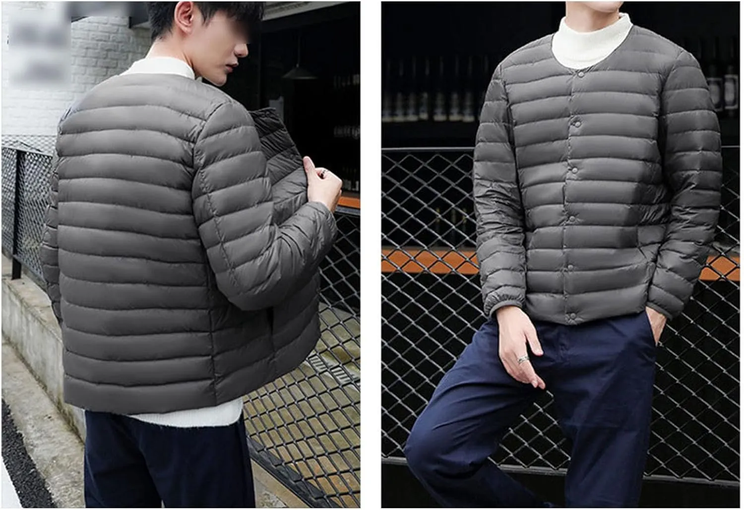 Men's Down Jacket Male Lightweight Puffer Winter Collarless Jacket Man Warm Inner Down Jacket Liner