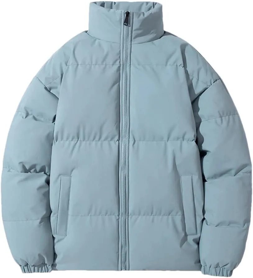 Men's Down Jacket Solid Color Stand Collar Cotton Down Jacket Winter Zipper Down Jacket