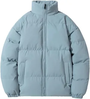 Men's Down Jacket Solid Color Stand Collar Cotton Down Jacket Winter Zipper Down Jacket