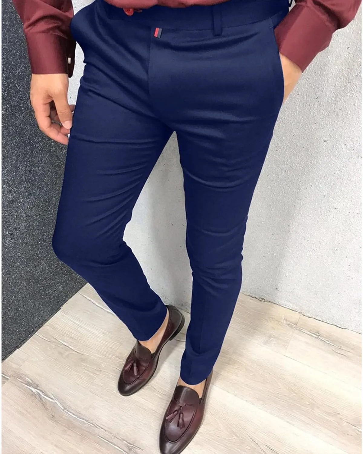 Men's Dress Pants Fashion Stretch Skinny Slim Fit Regular Fit Business Chino Pants Casual Fashion Golf Pencil Pants