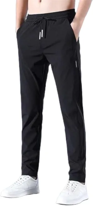 Men's Fast Dry Stretch Pants, Ice Breathable Pants, Running Jogger Drawstring Pants with Pockets, Joggers for Men
