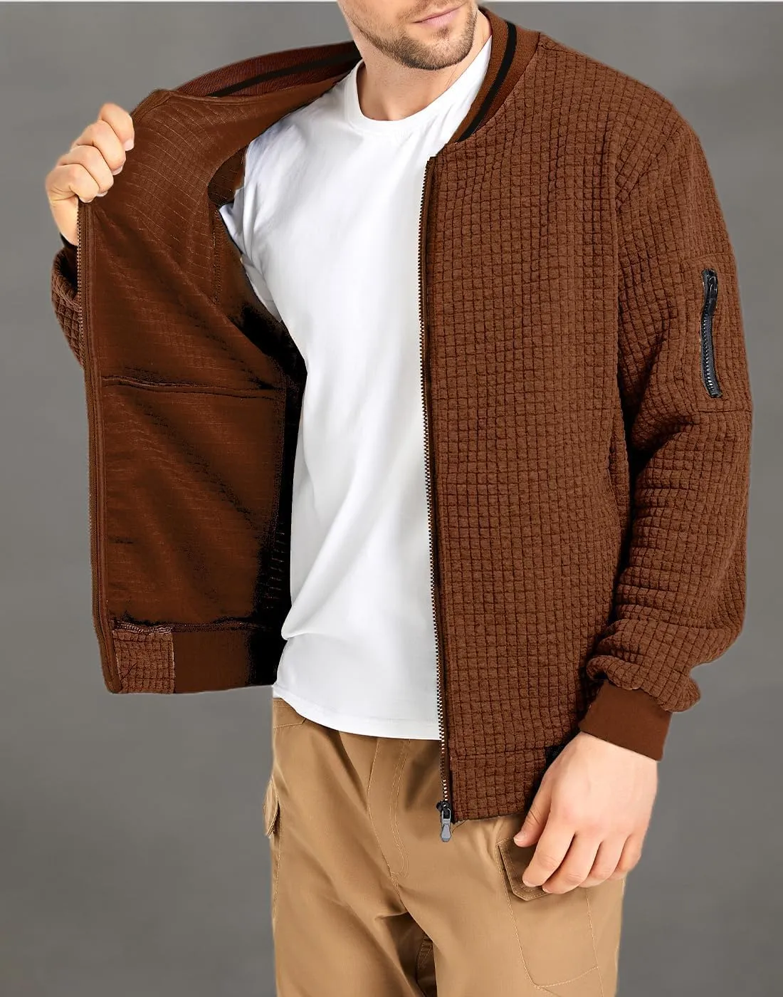 Mens Lightweight Jacket Casual Bomber Jacket Varsity Coat
