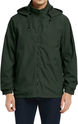 Mens Lightweight Windbreaker Jacket Waterproof Rain Jacket with Hood Soft Shell Jacket