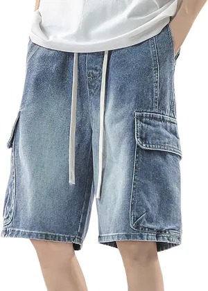 Mens Loose Fit Denim Shorts Baggy Casual Wide Leg Long Jean Jorts Hip Hop Shorts Trendy Outfits