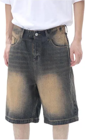 Mens Loose Hip Hop Cropped Jean Shorts Work Denim Shorts with Pockets Summer Casual 2025 Trendy Streetwear