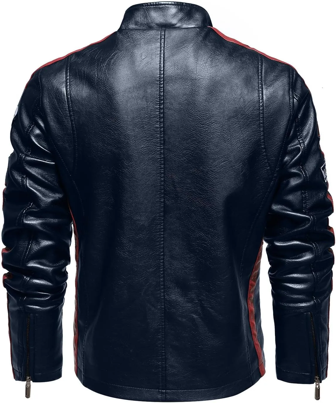 Men's PU Leather Jacket Windbreaker Leather Motorcycle Jacket Men Racing Jacket Riding Coat