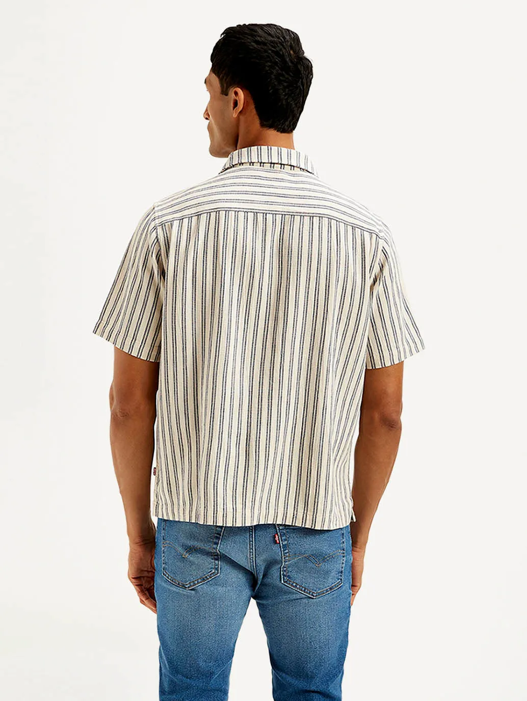Men's Resort Collar Striped Relaxed Fit Shirt